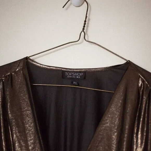 TopShop Metallic Wrap Shirt - Picture 2 of 4
